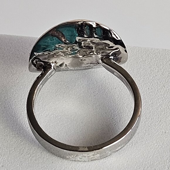 925 Sterling Silver Ring Cupped Disc w/ Garnet, 18K Gold Plated & Rhodium Finish - Picture 9 of 16